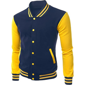 Veste d'université élégante à contraste de couleur pour hommes manches longues Baseball décontracté sport mode veste bouton de broderie léger - Product Image 1