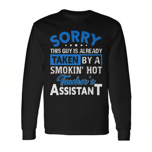 Camiseta de manga larga para hombre, cuello redondo, estampado digital, regreso a la escuela, graduación, diseño de asistente de profesor - Product Image 2