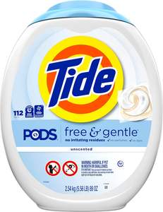 Tide <b>PODS</b> Free & Gentle <b>Laundry</b> <b>Detergent</b> Soap Pacs, 112 Count - Product Image 1