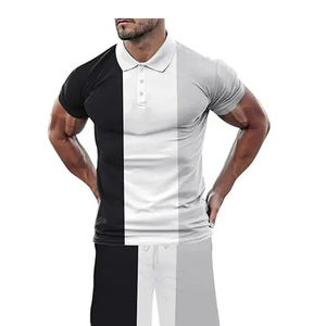 Haute qualité large Boxy blanc t-shirt 2 pièces ensemble hommes ensemble de vêtements de sport deux pièces Sport à la mode pull rayé t-shirt ensemble - Product Image 3