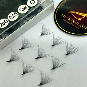 Extensions de cils pré-faites de qualité professionnelle, base pointue, mat foncé, fibre synthétique PBT coréenne, longues et lâches, aspect naturel - Product Image 2