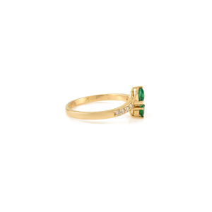 Anillo de Oro Amarillo Puro de 14K con Esmeralda y Diamantes, Diseño Popular, Nuevo y Moderno, Precio al por Mayor, Joyería de Piedras Preciosas - Product Image 5