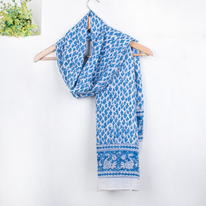 Handmade Luxury Adult Summer Cotton <b>Sarong</b> Designer India Fish Block Printed Traditional Scarf Shawl-Wholesale - Product Image 3