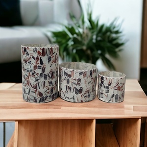 Mosaicos de vidrio hexagonales decorativos para el hogar y el jardín de alta calidad blanco negro marrón vela vasos de vidrio tarros para decoración navideña del hogar - Product Image 3