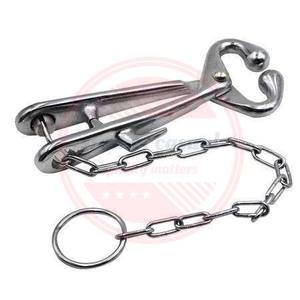 Porte-taureau vétérinaire pince à nez avec chaîne anneau en acier inoxydable porte-nez de taureau - Product Image 6