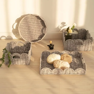 Plateau de rangement rectangulaire en jonc de mer du Vietnam, fait main, design rustique, pour la rentrée scolaire, vente en gros - Product Image 2