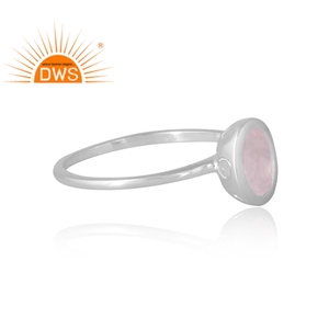 Nuevo diseño de patrón 925 anillo de piedras preciosas de cuarzo rosa Natural de plata joyería personalizada para mujer regalo para ella - Product Image 4
