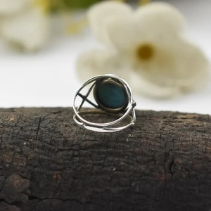 Anillo de Plata de Ley 925 con Larimar Azul Natural Único, Engaste de Bisel Vintage, Joyería Hecha a Mano, Certificado por Terceros, Regalo - Product Image 4