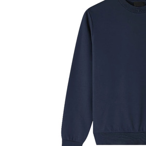 Sweat-shirt à col rond bleu marine pour homme, coupe classique, tricot uni, 100% coton, vêtement décontracté pour l'automne - Product Image 3