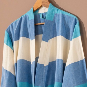 Albornoz al por mayor - Kimono azul turquesa Havana 100% algodón turco, proveedor OEM para hoteles, spas y resorts - Product Image 1