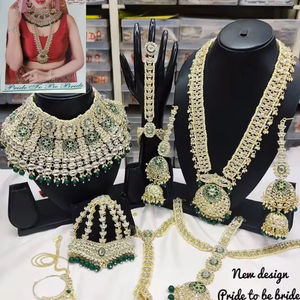 LATEST TRADITIONAL FASHIONABLE ANTIQUE DESIGNER BRIDAL <b>JEWELLERY</b> WITH GOLD PLATED & CZ BRIDEL <b>WEDDING</b> NECKLES <b>SET</b> <b>for</b> WOMEN. - Product Image 6