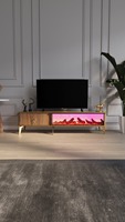 Table basse électrique en bois DOSIN avec cheminée intégrée, connexion Bluetooth, design moderne et luxueux pour salons et salles à manger, style panneau