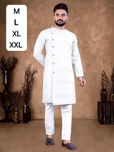 Festivals et célébrations dessinés à la main imprimé taille adulte Occasions vêtements pakistanais hommes traditionnel indien coton Kurta - Product Image 3