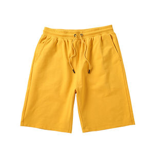 Pantalones cortos de verano ligeros transpirables informales versátiles para hombre cómodos cintura elástica 100% algodón patrón sólido venta en línea - Product Image 3