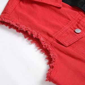 Chaleco de mezclilla sin mangas decorado con botones personalizados delgados para hombre, nuevo diseño OEM, ropa informal de invierno de algodón de talla grande - Product Image 5