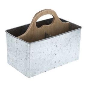 3 Compartment Vintage Sustainable Cutlery <b>Holder</b> Separate Spoon Fork & Knife Galvanized Kitchenware <b>Utensils</b> <b>Holder</b> - Product Image 1