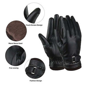 <b>Women</b> Vintage Winter <b>Leather</b> <b>Gloves</b>-Touch Screen Eco-Friendly Outdoor Warm Safety Bike Wear <b>Gloves</b> Needle Detection Driving - Product Image 4