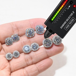 Orecchini con Diamanti Moissanite Colore <span class=keywords><strong>D</strong></span> VVS1, Argento Sterling 925, Orecchini a Lobo Hip Hop per Uomo e Donna - Product Image 5