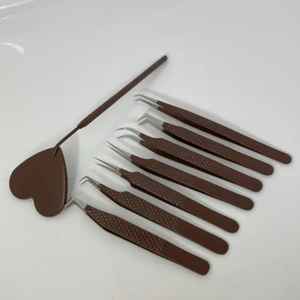 Pinzas de pestañas de punta de fibra de volumen recto de acero inoxidable para mujer con etiqueta privada personalizable empuñaduras de diamante precisión duradera alta - Product Image 4