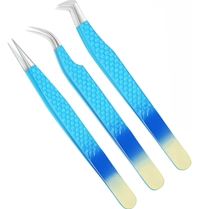 Ensemble de pinces à épiler professionnelles de précision pour extensions de cils, nouvelle conception, acier inoxydable, poignée confortable, anti-magnétique - Product Image 1