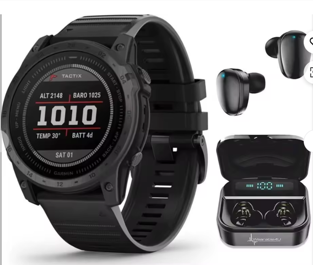 Tactix Smartwatch Black Plastic Band With Earbuds And Charging Case