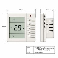 Thermostat numérique TMS2000 pour ventilo-convecteur 3 vitesses, 2/4 tuyaux, carré, 220V, ignifuge PC+ABS, chauffage économe en énergie pour appartement et hôtel