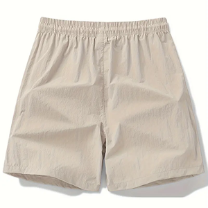 กางเกงขาสั้นเอวกลางผู้ชายแบบลำลองมีกระเป๋าหูรูดระบายอากาศเป็นมิตรกับสิ่งแวดล้อมป้องกันรอยยับตาข่ายโลโก้ทึบฤดูร้อน - Product Image 2