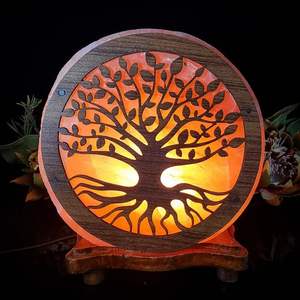 Décorations de sel de l'Himalaya en cristal naturel de style maison élégante exquise lampe sculptée en bois de haute qualité artisanat fait à la main - Product Image 5