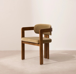 Restaurant moderne dinant la finition naturelle de couleur de tissu adaptée aux besoins du client par matériel en bois de teck solide de chaises - Product Image 5