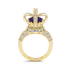 Jeulia Coronation <b>Crown</b> Sterling Silver <b>Ring</b> with Sapphire - Product Image 1