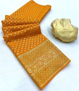 Saris de seda brocados hechos a medida en colores surtidos y bordes ideales para tiendas de saris en color granate pequeño motivo diseñado. - Product Image 5