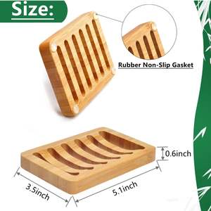 3 packs de porte-savons en bois de bambou, avec barre de savon auto-drainante, vaisselle pour la douche, économiseur de savon naturel pour la salle de bain, la cuisine - Product Image 3