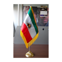 Petit drapeau de table brodé Iran pour réunion, avec support de drapeau de table et franges en satin