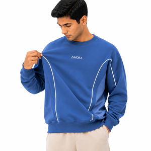 Sudadera Moderna Personalizada para Hombre con Detalle de Paneles con Ribete, Corte Regular, 100% Algodón Felpa, Marca Privada, Venta al Por Mayor - Product Image 4