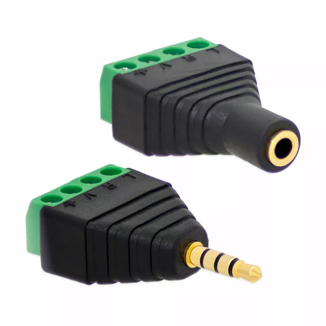 3.5mm 4 Pole Male Female Stereo TRRS Audio Balanced Jack to AV 4-Screw Terminal Audio Connector for Headphone Headset Earphone