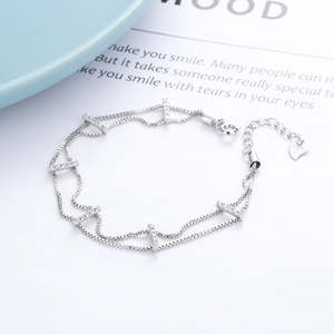 Bracciale in Oro 18K a Doppio Strato con Cristalli, Eleganti Braccialetti dal Tocco Lussuoso - Product Image 2