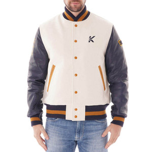 Veste Lettermen pour homme, look classique, col montant, logo sur le devant, douce, chaude, respirante, écologique, décontractée, pour l'extérieur, en laine/coton - Product Image 1
