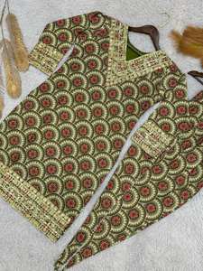 ชุดเซ็ตผ้าเครปธรรมชาติแท้พิมพ์ลายดิจิทัลแบบดั้งเดิมสำหรับผู้หญิง สไตล์ดอติ ใส่ได้ทุกฤดู เหมาะสำหรับงานแต่งงาน - Product Image 6