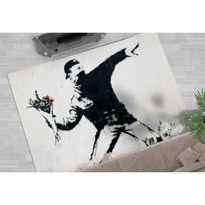 Banksy Flower Graffiti <b>Rug</b>, <b>Outdoor</b> <b>Rugs</b>, Printed <b>Rug</b>, Front Door <b>Rug</b>,Nonwoven Soft <b>Rug</b> - Product Image 2