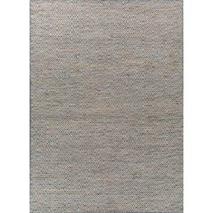 พรมขนสัตว์และใยวิสโคสสีน้ำเงินแบบทอเรียบ ลายเรขาคณิต รุ่น ADWV-13047 สำหรับใช้ในบ้าน - Product Image 1