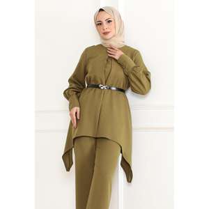 Conjunto Casual Haki MSW19001-4, Blusa Larga Midi con Detalles MSW19001-4 - Product Image 2