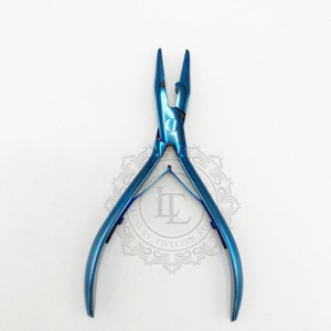 Alicates profesionales para extensiones de cabello de queratina con microanillos, nueva herramienta de acero inoxidable con revestimiento de Plasma azul, etiqueta privada personalizable - Product Image 4
