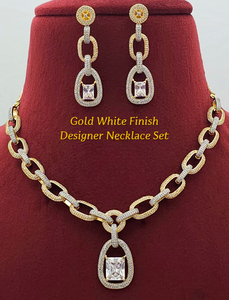 Conjunto de Collar de Diseño con Acabado Dorado y Blanco para Mujer, Perfecto para Fiestas, Ocasiones Festivas, Uso Diario, Calidad Premium - Product Image 3