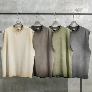 OEM Logo personnalisé Marque de mode T-shirt ample sans manches American High Street Vintage Débardeur de sport en coton délavé pour hommes - Product Image 2