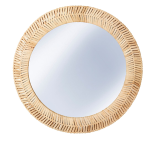 Miroir mural en rotin naturel fait à la main forme personnalisée cadre de bordure décoratif pour la maison - Product Image 6