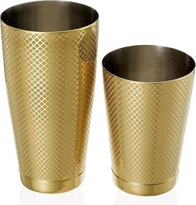 Luxury Diamond Lattice Design Stainless Steel <b>Cocktail</b> <b>Shaker</b> Set in Gold Finish OEM Barware Set for Wholesale Bulk Supply - Product Image 3