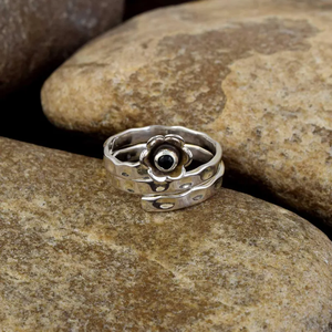 Bague en argent sterling 925 faite à la main incroyable pierre précieuse Iolite bague en forme de fleur multi-bande maman Iolite bijoux sa bague à la mode - Product Image 3