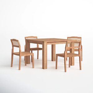 Ensemble de meubles carrés pour l'extérieur en teck et rotin 4 places-Eudora - Product Image 2