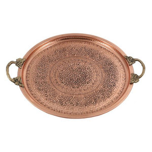 Most Selling Unique Fancy Texture <b>Copper</b> Antique Finished Luxury Quality Metal Made Oval Shape Food Items Serving Tray Supplies - Product Image 1