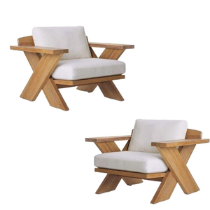 โซฟาไม้รูปตัว X สไตล์โมเดิร์นสไตล์ญี่ปุ่นสำหรับบ้านสวนร้านอาหารเฟอร์นิเจอร์พร้อมเบาะ - Product Image 5